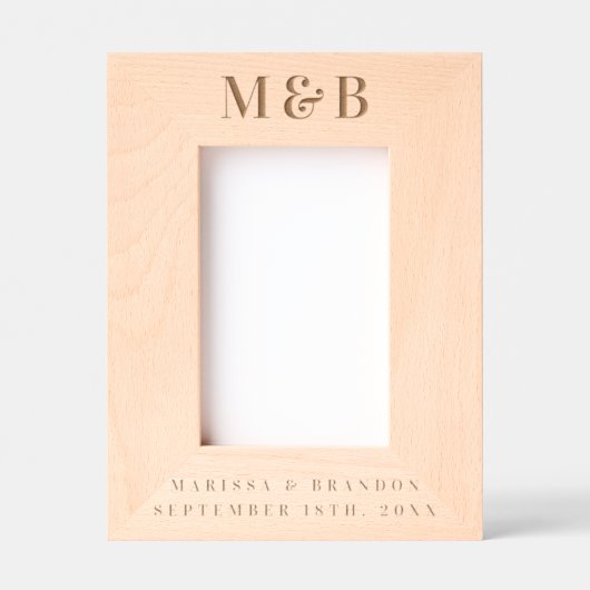 Gepersonaliseerde Paar Bruiloft Monogram Initialen Gegraveerde Lijstjes (Voorkant)