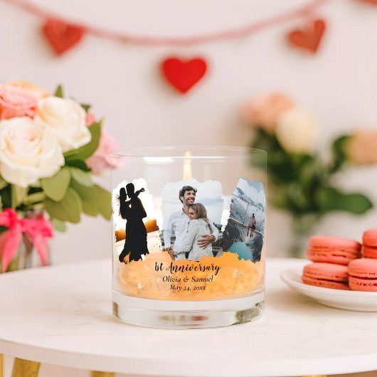 Gepersonaliseerde Paar Collage Foto 1e Jubileum Whisky Glas