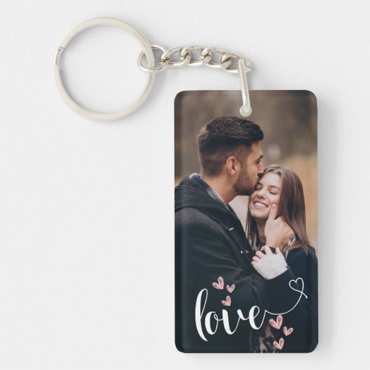 Gepersonaliseerde Paar foto collage Liefde harten Sleutelhanger (Voorkant)