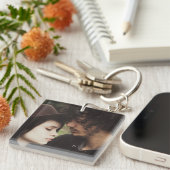 Gepersonaliseerde Paar Foto Square Sleutelhanger (Voorkant Rechts)