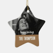 Gepersonaliseerde paar foto Zwart wit en bruin Keramisch Ornament (Rechts)