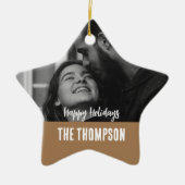 Gepersonaliseerde paar foto Zwart wit en bruin Keramisch Ornament (Voorkant)