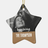 Gepersonaliseerde paar foto Zwart wit en bruin Keramisch Ornament (Links)