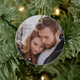 Gepersonaliseerde Paar Kerstmis Foto Keramisch Ornament