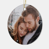 Gepersonaliseerde Paar Kerstmis Foto Keramisch Ornament (Links)