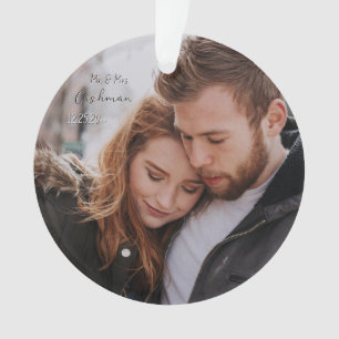 Gepersonaliseerde Paar Kerstmis Foto Ornament