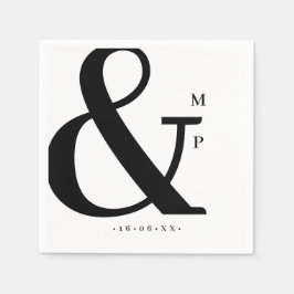 Gepersonaliseerde paar moderne monogram bruiloft servet