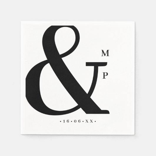 Gepersonaliseerde paar moderne monogram bruiloft servet (Voorkant)