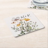 Gepersonaliseerde Paar Monogram Gedroogde Wildbloe Kartonnen Onderzetters (Schuin)