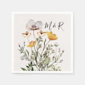 Gepersonaliseerde Paar Monogram Gedroogde Wildbloe Servet (Voorkant)