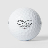 Gepersonaliseerde Paar Naam Hart Zwart Kleur Lette Golfballen (Voorkant)