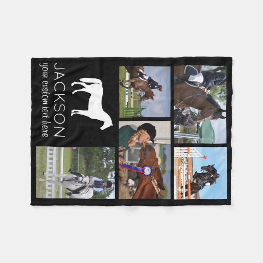 Gepersonaliseerde Paard Foto Collage Ruitersport Fleece Deken (Voorkant (Horizontaal))