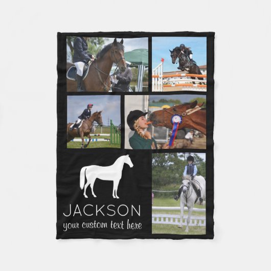 Gepersonaliseerde Paard Foto Collage Ruitersport Fleece Deken (Voorkant)