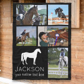 Gepersonaliseerde Paard Foto Collage Ruitersport Fleece Deken