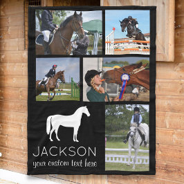 Gepersonaliseerde Paard Foto Collage Ruitersport Fleece Deken