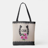 Gepersonaliseerde Paard & Hoefijzer dubbelzijdig Tote Bag (Achterkant)