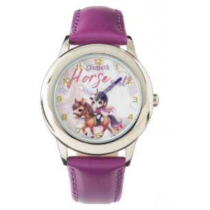 Gepersonaliseerde Paard Meisje Dressuur Rider Name Horloge