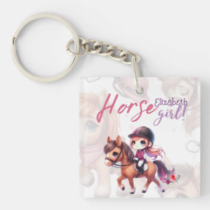 Gepersonaliseerde Paard Meisje Dressuur Rider Name Sleutelhanger