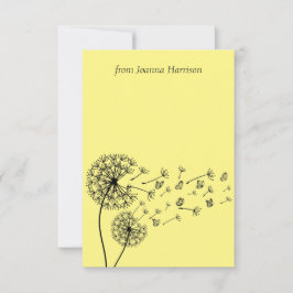 Gepersonaliseerde paardenbloem klok met vlinders bedankkaart