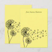 Gepersonaliseerde paardenbloem klok met vlinders bedankkaart (Voorkant / Achterkant)