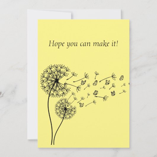 Gepersonaliseerde paardenbloem klok met vlinders kaart (Achterkant)