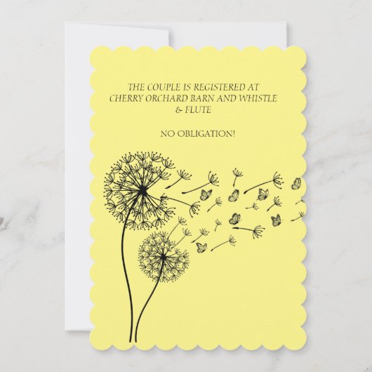 Gepersonaliseerde paardenbloem klok met vlinders kaart (Achterkant)