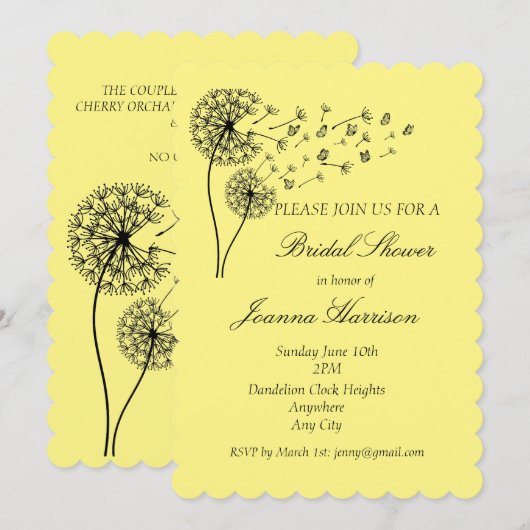 Gepersonaliseerde paardenbloem klok met vlinders kaart (Voorkant / Achterkant)