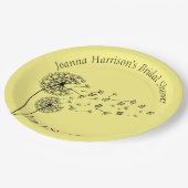 Gepersonaliseerde paardenbloem klok met vlinders papieren bordje (Gekanteld)