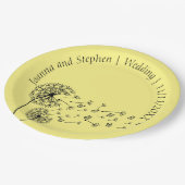 Gepersonaliseerde paardenbloem klok met vlinders papieren bordje (Gekanteld)