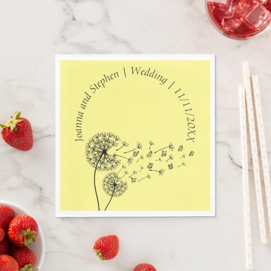 Gepersonaliseerde paardenbloem klok met vlinders servet (Insitu)