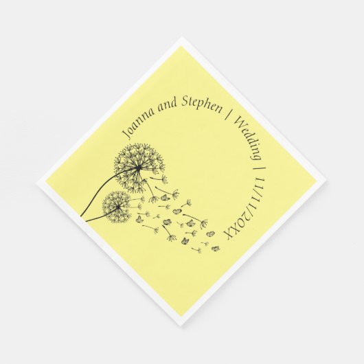 Gepersonaliseerde paardenbloem klok met vlinders servet (Hoek)