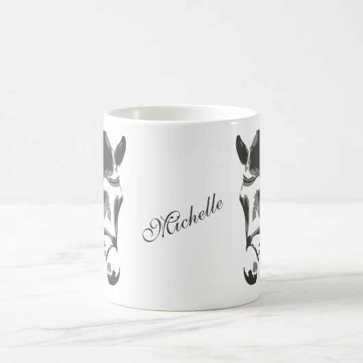 Gepersonaliseerde Paardenhoofd Schets in Grijs Koffiemok (Center)