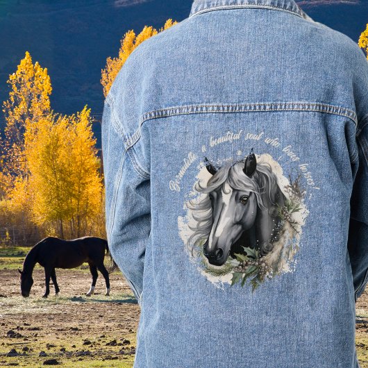 Gepersonaliseerde Paardenliefhebber Naam met Tekst Denim Jacket
