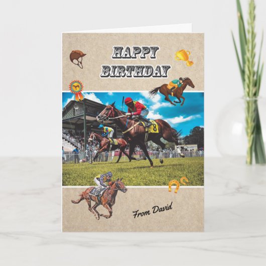 GEPERSONALISEERDE Paardenrace Verjaardagskaart Kaart (Voorkant)