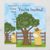 Gepersonaliseerde paardenverjaardagsuitnodiging vo kaart (Voorkant / Achterkant)