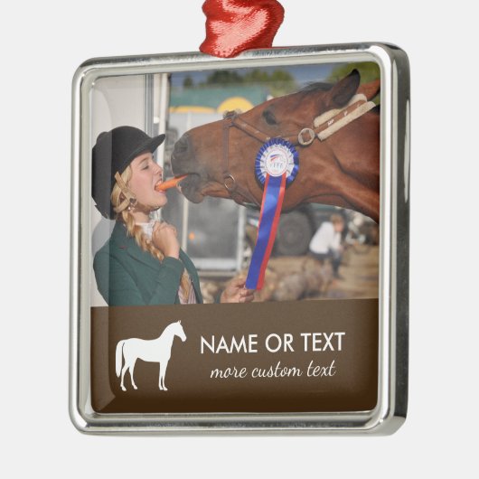Gepersonaliseerde Paardrijden Foto Ruitersport Metalen Ornament (Links)