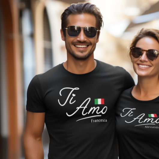 Gepersonaliseerde paar's Ti Amo Script T-shirt