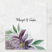 Gepersonaliseerde Paarse Abstracte Lotus Waterverf Wijn Etiket (Enkel label)