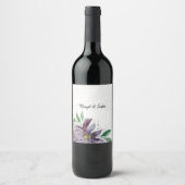 Gepersonaliseerde Paarse Abstracte Lotus Waterverf Wijn Etiket (Voorkant)