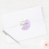 Gepersonaliseerde Paarse Baby meisje doop dank u Ronde Sticker (Envelop)