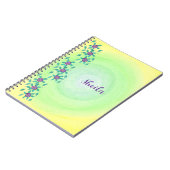 Gepersonaliseerde, paarse bloemen geel groen Notit Notitieboek (Linkerzijde)
