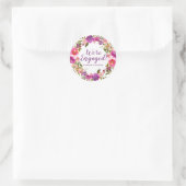 Gepersonaliseerde Paarse Bloemen Verloving Sticker (Tas)