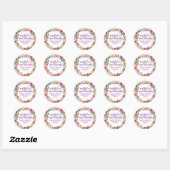 Gepersonaliseerde Paarse Bloemen Verlovingsfeest Ronde Sticker (Vel)