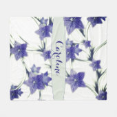 Gepersonaliseerde Paarse Bloemenwijnstok Botanical Fleece Deken (Voorkant (Horizontaal))