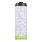 Gepersonaliseerde Paarse Bloemnaam & Monogram Thermosbeker (Voorkant)