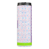 Gepersonaliseerde Paarse Bloemnaam & Monogram Thermosbeker (Achterkant)