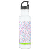 Gepersonaliseerde Paarse Bloemnaam & Monogram Waterfles (Voorkant)