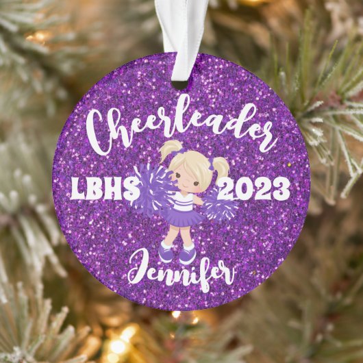 Gepersonaliseerde Paarse blonde cheerleading Ornam Ornament (Boom)