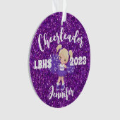 Gepersonaliseerde Paarse blonde cheerleading Ornam Ornament (voorkant)