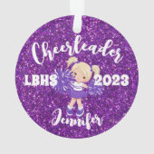 Gepersonaliseerde Paarse blonde cheerleading Ornam Ornament (achterkant)
